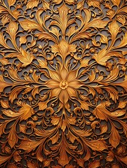 Fototapeta na wymiar Golden Hour Arabesque Art: Shimmering Designs and Intricate Patterns