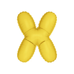 3D bright yellow color helium balloon letter X
