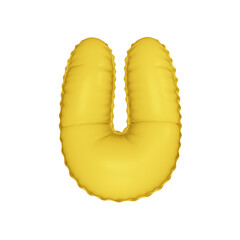 3D bright yellow color helium balloon letter U