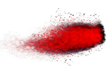 Red Abstract artistic nature. Dispersion, splatter effect. 