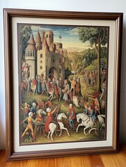 Middle Ages Knight Scenes Framed Landscape Print: Iconic Tales of Chivalry & Valor