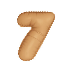 3D beige bisque pastel color helium balloon number 7
