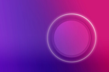 Obraz premium A solid circle with white glow border on soft purple and pink color blend in the background.