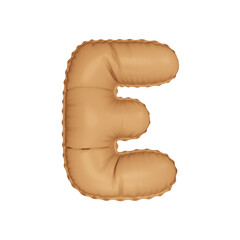 3D beige bisque pastel color helium balloon letter E