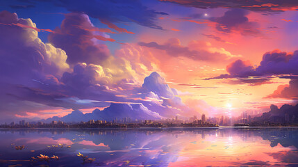 Beautiful Landscape Background Sky Clouds Sunset
