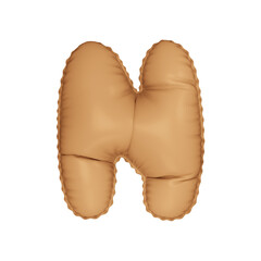 3D beige bisque pastel color helium balloon letter N