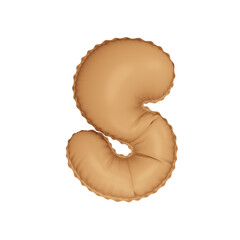 3D beige bisque pastel color helium balloon letter S