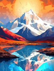 Glitched Peaks: Modern Digital Landscape Art with Mountain Glitch Trend
