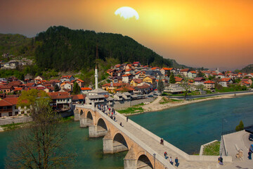 Konjic Old Bridge Above Neretva River - Konjic, Bosnia and Herzegovina, Europe