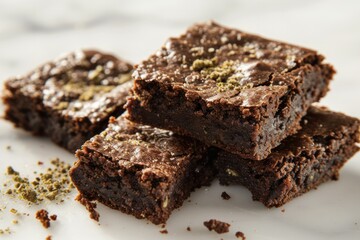 This is a stock photograph involving cannabis in brownies
