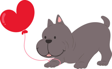 Cute dog with heart balloon clipart vector