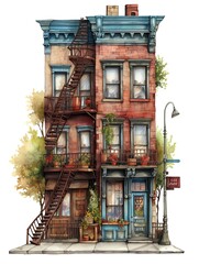 Fototapeta premium New York Brownstone Art: Rustic Wall Decor Inspired by Urban Townhouses