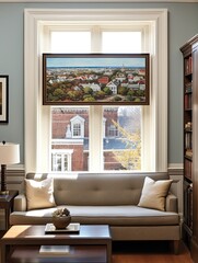 New York Brownstone Art: Scenic Vista and Skyline Panoramas Wall Art