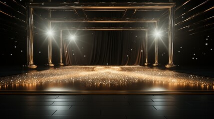 A luxurious fashion backdrop showcasing a sleek runway with glistening crystal accents.