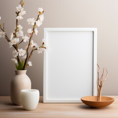 A minimalist Easter scene featuring an understated frame and soft, muted pastel hues.
