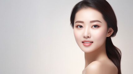 Fototapeta premium Asian woman for skincare products. Fresh face beautiful.