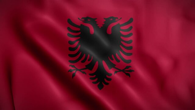 Albania waving flag, Flag of Albania Animation, Albanian Flag Closeup, 4k Albanian Flag Waving Animation