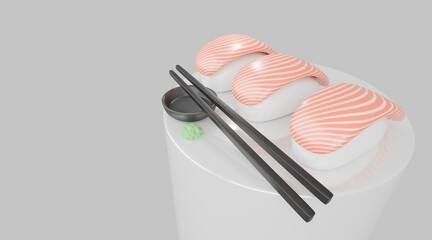 3D rendering Japanese Food design illustration