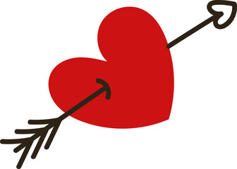 valentine heart arrow doodle vector