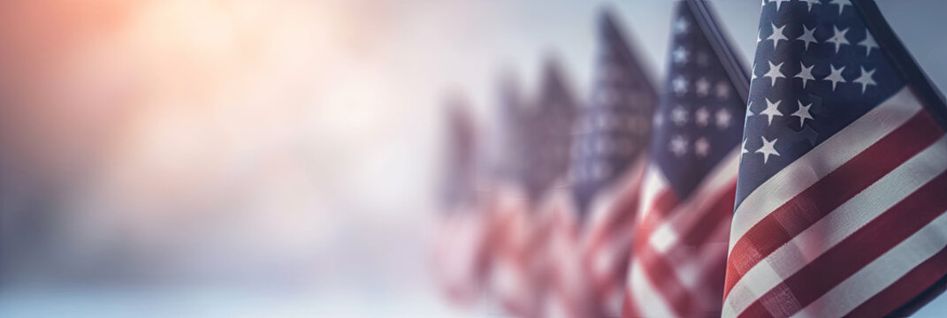 American flag for Memorial Day concept , Labour Day, copy space for text, banner website