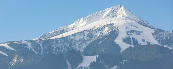 Bansko, Bulgaria Todorka peak, winter banner - obrazy, fototapety, plakaty