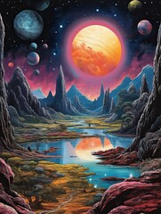 Retro Sci-Fi Spacescapes: Preserved Cosmic Wonders in National Park Art Print