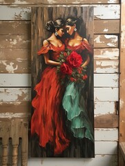 Passionate Flamenco Dancers: Spanish Rustic Wall Decor for Farmhouse Visuals