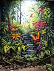 Urban Nature: Forest Wall Art with Street Graffiti Vibes