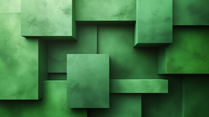 Emerald Geometric Wallpaper: Modern 3D Cubes Design
