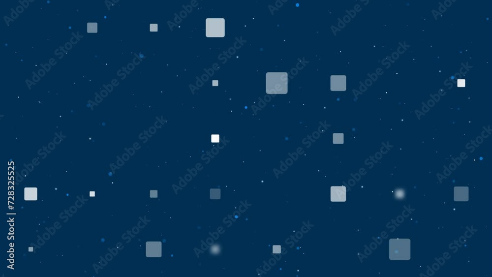 Poster template animation of evenly spaced rounded square symbols of different sizes and opacity. animation