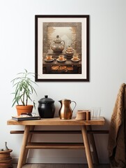 Traditional Tea Ceremony Art: Soulful Moments in a Framed Landscape Print