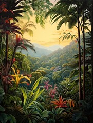 Vibrant Tropical Jungle Canopies: Stunning Wall Art of a Lush Rainforest View