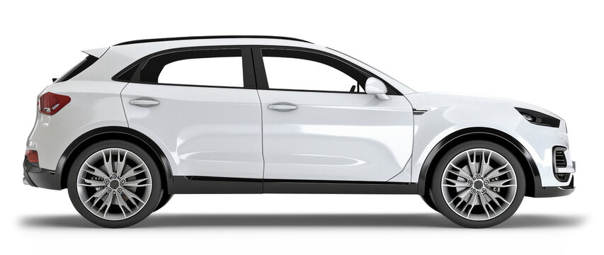 Fototapeta White car isolated from white or transparent background