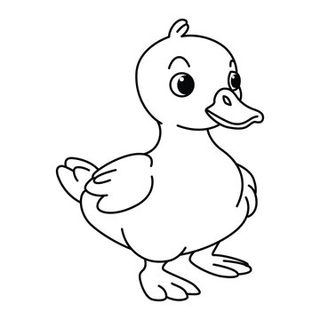 Funny duck cartoon for coloring book.