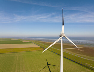 Experimental wind turbine with one blade painted black to reduce collisions with birds