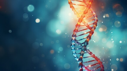 An artistic rendering of a DNA double helix, illustrating genetic research and innovation.