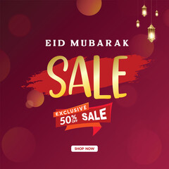 Eid Mubarak, big, sale, offer, red color social media post, business, marketing, promotion, template, Eid Mubarak vector, illustration