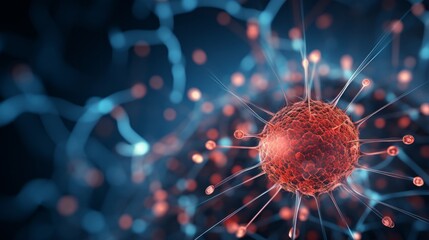 An abstract representation of a virus particle, highlighting its intricate and geometric structure.
