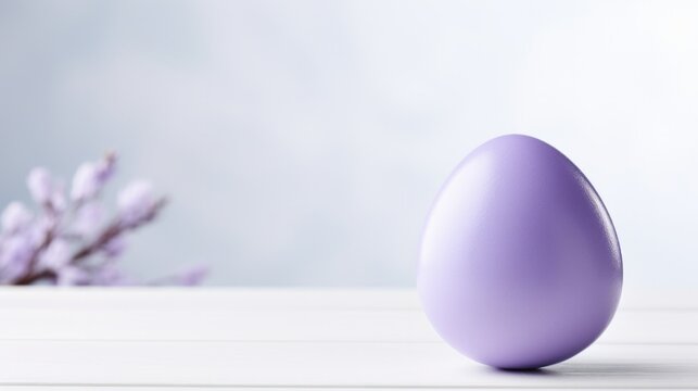 A serene Easter background with a single, delicately painted egg resting on a soft pastel surface.