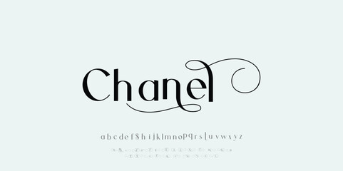 Chanel Elegant alphabet letters font and number. Classic Lettering Minimal Fashion Designs. Typography modern serif fonts and numbers. vector illustration