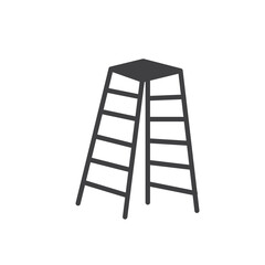 black folding ladder icon vector element design