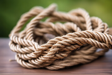 Fototapeta premium A messy knot of hemp rope