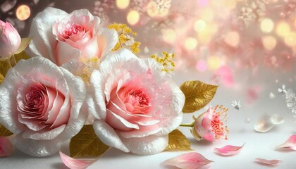 Romantyczne, różowe tło z kwiatami róż