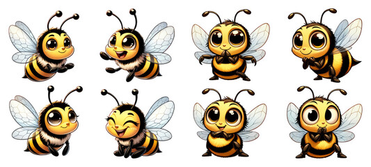 Set of Cute Cartoon Bee Clipart