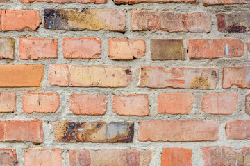 Old wall of red bricks for the background