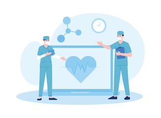 doctor and nurse checking patient heart health  medical examination concept concept flat illustration