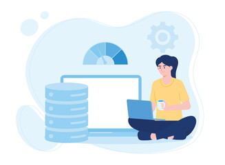 data storage or storage indicator on the computer screen concept flat illustration