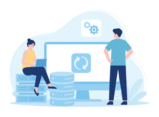 big data management concept flat illustration