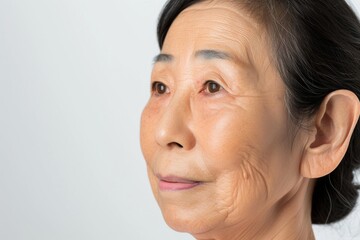 耳が遠い・聞き取りづらいに悩むおばあさんの耳（難聴・聴力低下・補聴器）