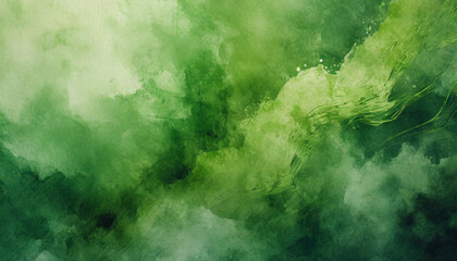 Fototapeta na wymiar Abstract art green paint background with liquid fluid grunge texture.